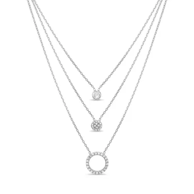 Creed Brass CZ Circle Stone Layered Necklace