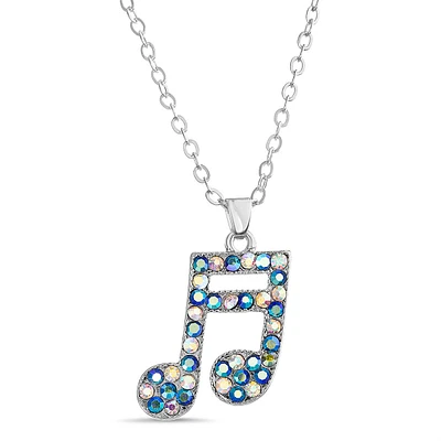 Crystal Kingdom Multi-Color Crystal Music Note Pendant Necklace