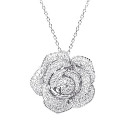 Splendere Sterling Silver Flower Pendant