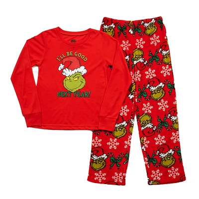 Girls Holiday Traditions I'll Be Good Next Year Grinch Pajama Set