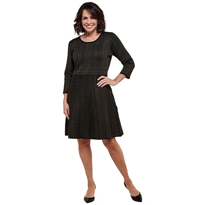 Womens Nina Leonard Geometric Fit & Flare Sweater Dress