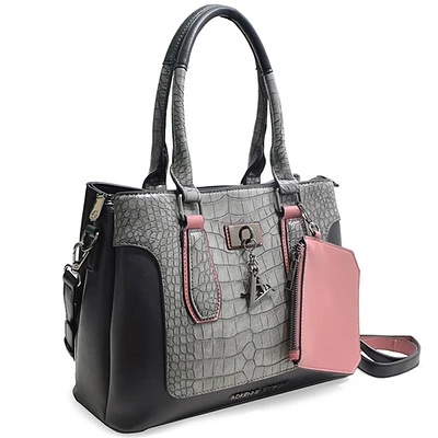 Adrienne Vittadini Cortland Croco Satchel w/Pouch