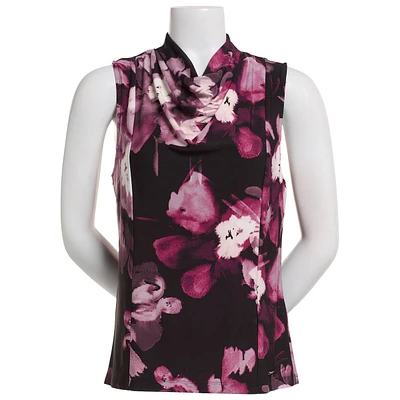 Womens Calvin Klein Sleeveless Drape Neck Floral Blouse