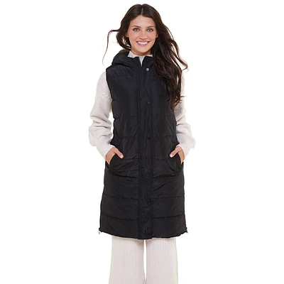 Juniors Ashley Long Quilted Puffer Vest