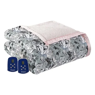 Micro Flannel(R) Reverse to Sherpa Cat Collage Heated Blanket