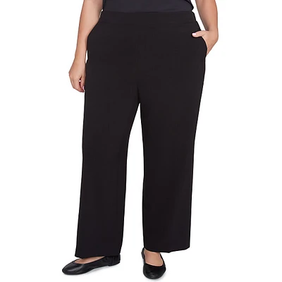 Plus Size Ruby Rd. Berry Glam Tropical Wide Leg Trouser Pants