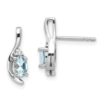 Gemstone Classics(tm) 14kt. White Gold Oval Aquamarine Stud Earrings