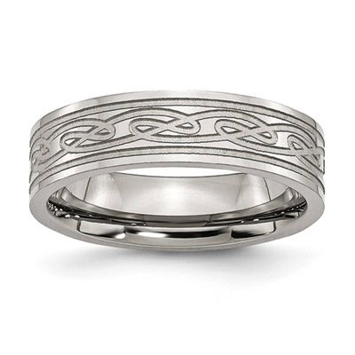 Mens Gentlemen's Classics(tm) Flat Laser Etched Celtic Knot Band