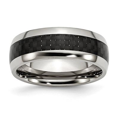 Mens Gentlemen's Classics(tm) Black Carbon Fiber 8mm Wedding Band