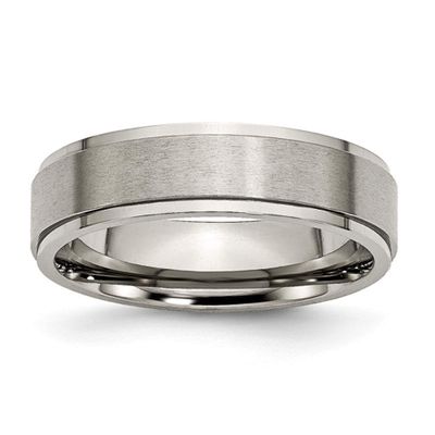 Mens Endless Affection(tm) 6mm Titanium Ridged Edge Brushed Band