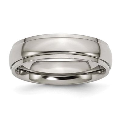 Mens Endless Affection(tm) Titanium Ridged Edge Brushed Wedding Band