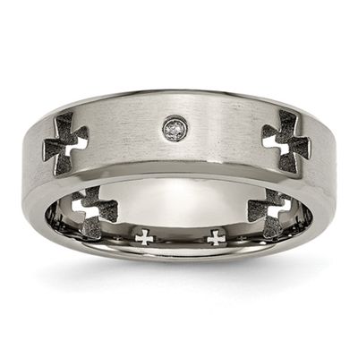 Mens Endless Affection(tm) Titanium 7mm Celtic Cross Cut Out Band