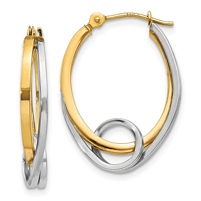 Gold Classics(tm) 14kt. Two-Tone Hoop With Loop Earrings