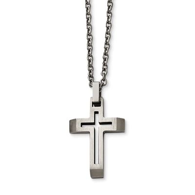 Mens Gentlemen's Classics(tm) Stainless Steel Cut-Out Cross Necklace