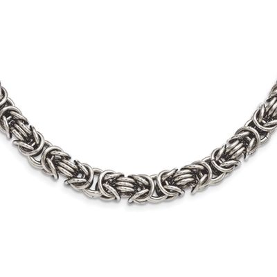 Mens Gentlemen's Classics(tm) Polished Steel Fancy Link Necklace