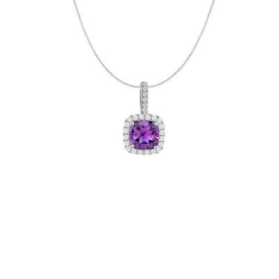 Gemstone Classics(tm) Sterling Silver Cushioned Amethyst Pendant