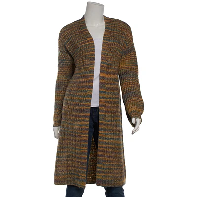 Womens Joseph A. Long Sleeve Multi-Colored Yarn Cardigan