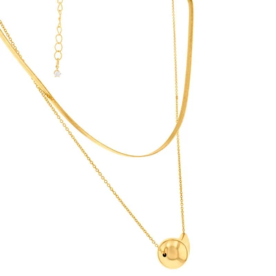 Design Collection Gold-Tone Teardrop Pendant Multi-Row Necklace