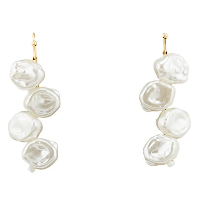 Design Collection Gold-Tone Pearl Cluster Drop Earrings