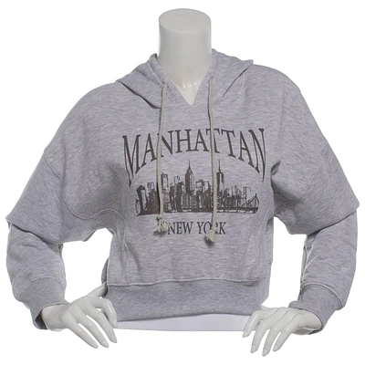 Juniors Pink Rose Concrete Jungle Mineral Washed Pullover Hoodie