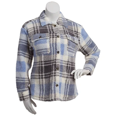 Womens New York Laundry Plaid Sherpa Shacket