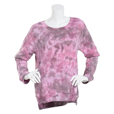 Womens French Laundry Plush Crew Neck Tie Dye Sweatshirt