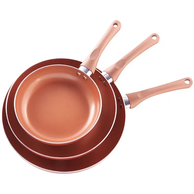 Copper Cuisine by Healthy Living 3 Pack Skillets