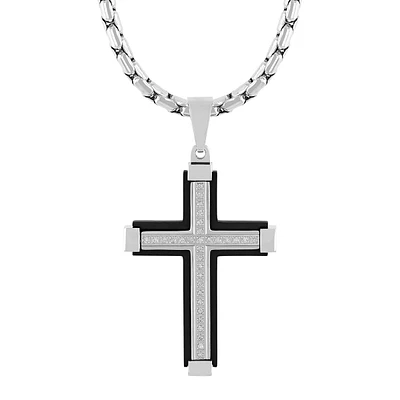 Mens Gentlemen's Classics(tm) Two-Tone Cross Pendant Necklace