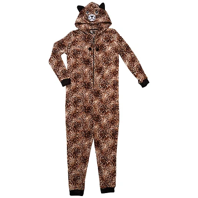 Juniors PJ Essentials Leopard Spot Hooded Pajama Onesie