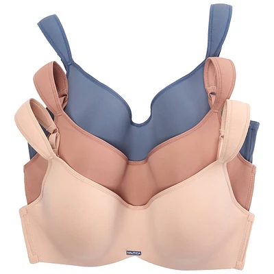 Plus Size Nautica 3pk. Hidden Wire Lightly Lined Bras NT3973-3PKS