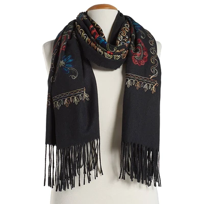 Womens Jessica McClintock Embroidered Floral Scarf