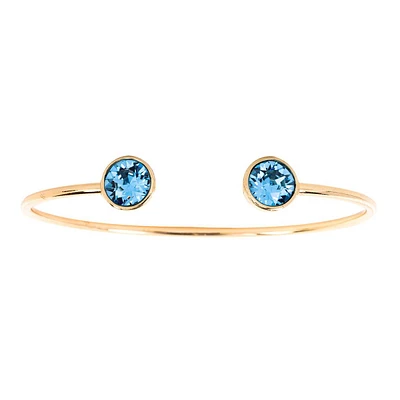 Gold Plated Aquamarine Austrian Crystal Cuff Bangle Bracelet