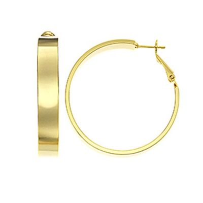 Fine Faux Gold Plated Flat Tube Hoop Earrings