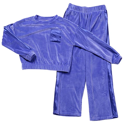 Girls (7-14) Yogalicious(R) Velour Pullover & Straight Leg Pants