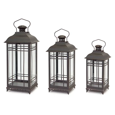 Melrose Traditional Black Metal Lanterns - Set of 3