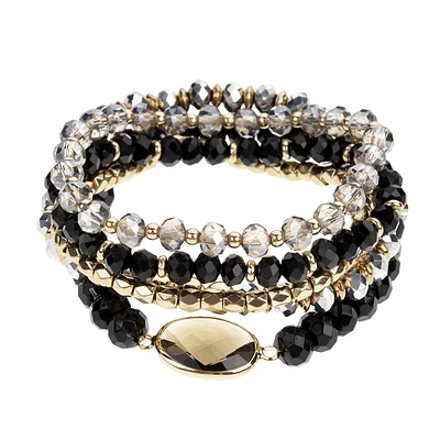 Ashley Cooper(tm) 6pc. Black & Gold Beaded Stretch Bracelet Set