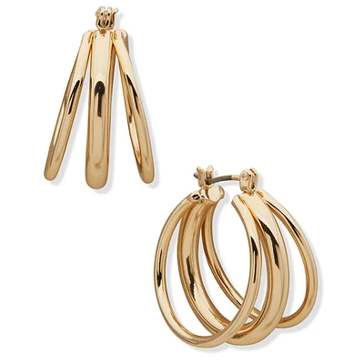 Gloria Vanderbilt Gold-Tone Multi Row Clicktop Hoop Earrings