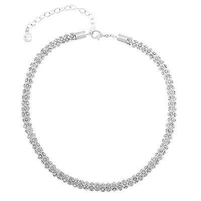 Gloria Vanderbilt Silver Mesh CZ Collar Necklace