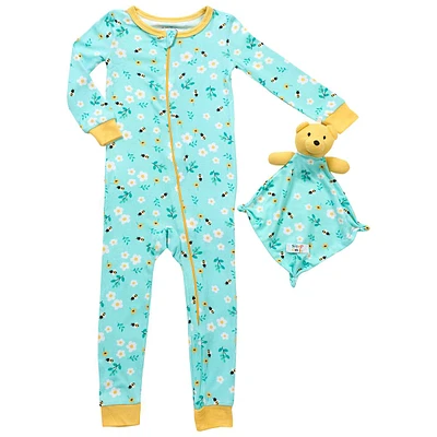 Baby Girl (12-24M) Sleep On It(R) Floral Bee Zip Sleeper & Blankie