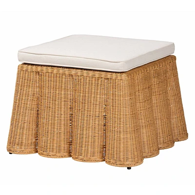 bali & pari Palm Bohemian Honey Scallop Rattan Ottoman