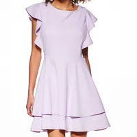 Juniors Crystal Doll Flutter Sleeve Double Tier Skater Dress