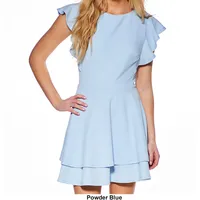 Juniors Crystal Doll Flutter Sleeve Double Tier Skater Dress