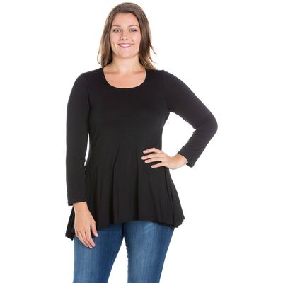 Plus Size 24/7 Comfort Apparel Poised Long Sleeve Swing Tunic