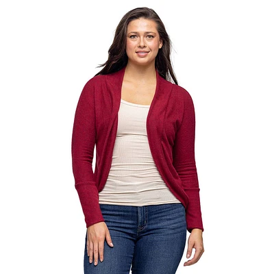 Womens 24/7 Comfort Apparel Curved Hem Open Front Bolero Shrug