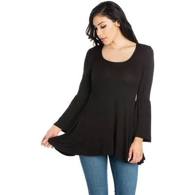 Womens 24/7 Comfort Apparel Long Bell Sleeve Tunic