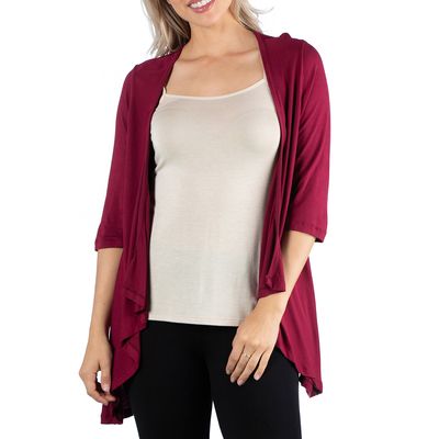 Womens 24/7 Comfort Elbow Length Open Cardigan