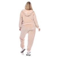 Plus Size White Mark Two Piece Velour Tracksuit Set