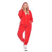 Plus Size White Mark Two Piece Velour Tracksuit Set