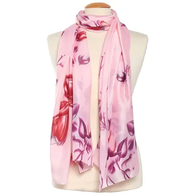 Womens Renshun Flowers and Vines Oblong Scarf