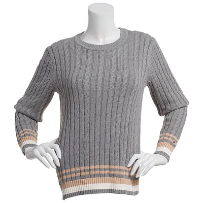 Womens Tommy Hilfiger Sport Border Stripe Crew Neck Sweater